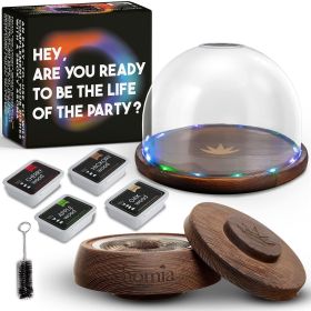 Cocktail Smoker Kit with LED Wooden Base and Glass Dome 7.8x4.7 inch Premium Quality Wood Wooden Bar Smoker for Cocktails with Wood Chips Old Fashione
