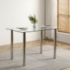 4-seat simple rectangular cylindrical leg table tempered glass stainless steel clear glass 110 * 70 * 75cm N201(Replace encoding13029115)