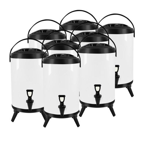 SOGA 8X 10L Stainless Steel Insulated Milk Tea Barrel Hot and Cold Beverage Dispenser Container with Faucet White SOGA 8X 10L Stainless Steel Insulated Milk Tea Barrel Hot and Cold Beverage Dispenser Container with Faucet White