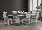 Antique White 7pc Dining Set Table w 2x Leaves Ladder Back 6x Chairs Classic Look Dining Room