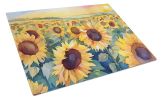 NEW Kansas Sunflowers in Watercolor Glass Cutting Board Decorative Tempered Glass Kitchen Cutting and Serving Board Large Size Chopping Board