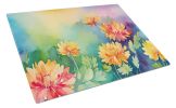 NEW Chrysanthemums in Watercolor Glass Cutting Board Decorative Tempered Glass Kitchen Cutting and Serving Board Large Size Chopping Board