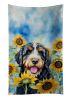 Bernedoodle in Sunflowers Kitchen Towel Dish Cloths Guest Hand Towel Decorative Bathroom Towel for Face,Tea, Dishcloth, Kitchen and Bath
