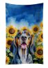 American English Coonhound in Sunflowers Kitchen Towel Dish Cloths Guest Hand Towel Decorative Bathroom Towel for Face,Tea, Dishcloth, Kitchen and Bat