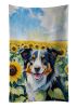 Border Collie in Sunflowers Kitchen Towel Dish Cloths Guest Hand Towel Decorative Bathroom Towel for Face,Tea, Dishcloth, Kitchen and Bath