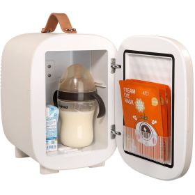 Vevor Mini Skin Care Fridge, 4 L/6 Can Cute Makeup Fridge for Cosmetics Beverage Fruit Milk, AC/DC Cooler & Warmer, Mute Tiny Refrigerator for Bedroom