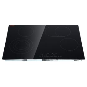 VEVOR Built in Electric Stove Top, 30.3 x 20.5 inch 4 Burners, 240V Glass Radiant Cooktop with Sensor Touch Control, Timer & Child Lock Included, 9 Po