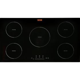 VEVOR Electric Cooktop, 5 Burners, 36'' Induction Stove Top, Built-in Magnetic Cooktop 9200W, 9 Heating Level Multifunctional Burner, LED Touch Screen