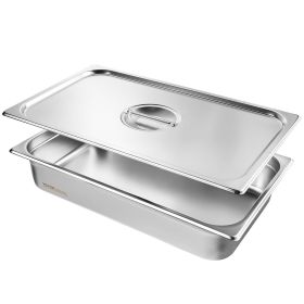 VEVOR 4 Pack Hotel Pans, Full Size Anti-Jam Steam Pan with Lid, 0.8mm Thick Stainless Steel Steam Table Pan, 4-Inch Deep Commercial Table Pan, Caterin