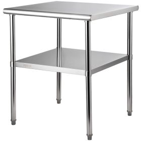 VEVOR Stainless Steel Prep Table, 30 x 30 x 36 Inch, 800lbs Load Capacity Heavy Duty Metal Worktable with Adjustable Undershelf & Feet, Commercial Wor