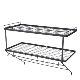 VEVOR Pot Rack Wall Mounted, 30 inch Pot and Pan Hanging Rack, Pot and Pan Hanger with 12 S Hooks, 55 lbs Loading Weight, Ideal for Pans, Utensils, Co