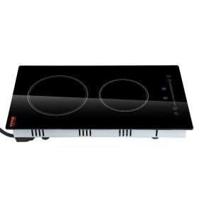 VEVOR Built in Electric Stove Top, 20 x 11.6 inch 2 Burners, 240V Glass Radiant Cooktop with Sensor Touch Control, Timer & Child Lock Included, 9 Powe
