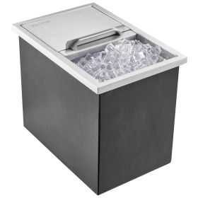 VEVOR Drop in Ice Chest, 18"L x 12"W x 14.5"H Stainless Steel Ice Cooler, Commercial Ice Bin with Sliding Cover, 40.9 qt Outdoor Kitchen Ice Bar, Drai