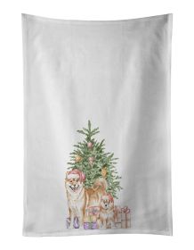 Shiba Inu Momma and Baby Christmas Presents and Tree Kitchen Towel Set of 2 White Dish Towels Decorative Bathroom Hand towel for Hand, Face, Hair, Yog
