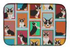 Lots of Tricolor Cardigan Corgi Dish Drying Mat Absorbent Dish Drying Mat Pad for Kitchen Counter Dish Drainer Mat for Countertop, 14 x 21", Multicolo