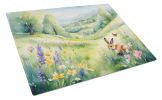 Rabbit Springtime Meadow Glass Cutting Board Decorative Tempered Glass Kitchen Cutting and Serving Board Large Size Chopping Board