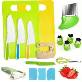 17Pcs Montessori Kitchen Tools Toddlers-Kids Cooking Sets Real-Toddler Safe Knives Set Kitchen Cookware Baking Toy Sets Educational Gift for 3-12 Year