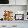 8 Tier Pot and Pan Organizer Rack for Cabinet With 3 DIY Methods, Adjustable Organizer for Pots, Pans and Lids with Utensil Holders