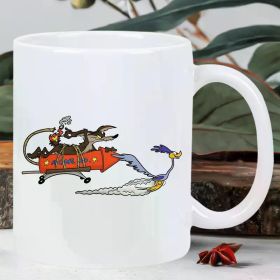 Whimsical Rocket Cat Ceramic Coffee Mug - Microwave Safe, Insulated, Hand Wash Only - Ideal Gift for Space Enthusiasts
