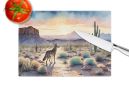 Desert Sunset Coyote Glass Cutting Board Decorative Tempered Glass Kitchen Cutting and Serving Board Large Size Chopping Board