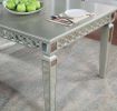 Glam Silver And Dark Gray 7pc Dining Set Table w Leaf Wingback 6x Chairs Acrylic Tufted Dining Room Furniture