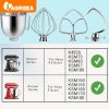 Stand Mixer Accessories 4-piece Set, Stainless Steel Whisk, Dough Hook, 5-Quart Whisk And Stainless Steel Mixing Bowl, Replaceable Food Mixer Accessor