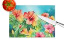 NEW Hawaii Hawaiian Hibiscus in Watercolor Glass Cutting Board Decorative Tempered Glass Kitchen Cutting and Serving Board Large Size Chopping Board