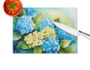 Hydrangeas in Watercolor Glass Cutting Board Decorative Tempered Glass Kitchen Cutting and Serving Board Large Size Chopping Board