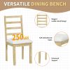 TOPMAX Farmhouse 6-Piece 60inch Extendable Pedestal Dining Table Set with 18inch Removable Leaf, 44inch Bench and 4 Ladder Back Dining Chairs, Natural
