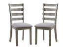 Dining Table 4x Side Chairs Bench 6pcs Dining Set Grey Finish Dining Room Furniture Fabric Seat Rustic Style