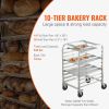 VEVOR Bun Pan Rack, 10-Tier Commercial Bakery Racks with Brake Wheels, Aluminum Racking Trolley Storage for Half & Full Sheet, Speed Rack For Kitchen