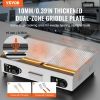 VEVOR Commercial Electric Griddle, 2800W Countertop Half-Flat Top Grill, 122°F-572°F Adjustable Temp, 28.74x15.75x0.39in Stainless Steel Griddle Grill