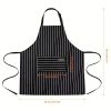 1pc Black Apron, Unisex Adjustable Bib Apron With 2 Pockets, Cooking Kitchen Apron For Women Men, Kitchen BBQ Apron, Cotton Linen Chef Apron For Cooki