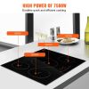 VEVOR Electric Cooktop, 4 Burners, 30'' Induction Stove Top, Built-in Magnetic Cooktop 7500W, 9 Heating Level Multifunctional Burner, LED Touch Screen