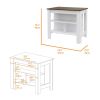 Ralston 7-Shelf 4-Door 2-piece Kitchen Set, Kitchen Island and Pantry Cabinet White and Walnut