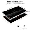 VEVOR Built in Electric Stove Top, 20 x 11.6 inch 2 Burners, 110V Glass Radiant Cooktop with Sensor Touch Control, Timer & Child Lock Included, 9 Powe