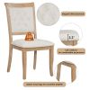 TREXM 5-Piece Retro Dining Set, Round Table with Pedestal Table Base and 4 Upholstered Chairs for Dining Room and Kitchen (Natural Wood Wash)
