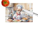 NEW Chihuahua The Chef Glass Cutting Board Decorative Tempered Glass Kitchen Cutting and Serving Board Large Size Chopping Board