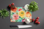 NEW Ranunculus in Watercolor Glass Cutting Board Decorative Tempered Glass Kitchen Cutting and Serving Board Large Size Chopping Board