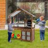 Kid's Mud Kitchen Outdoor Solid Wood Mud Kitchen with Canopy