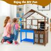 Kid's Mud Kitchen Outdoor Solid Wood Mud Kitchen with Canopy