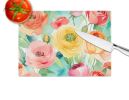 NEW Ranunculus in Watercolor Glass Cutting Board Decorative Tempered Glass Kitchen Cutting and Serving Board Large Size Chopping Board