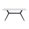 Modern 7pc Dining Table Set with 6x Chairs Gray Upholstered Sintered Stone Tabletop Black Metal Legs Kitchen Dining Furniture