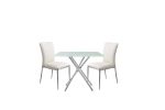 3 Pieces 36" Inch Contemporary Elegance Squared Dining Set In Soft White