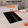 VEVOR Built in Electric Stove Top, 20 x 11.6 inch 2 Burners, 240V Glass Radiant Cooktop with Sensor Touch Control, Timer & Child Lock Included, 9 Powe