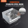 VEVOR Commercial Hand Sink with Faucet and Side Splash, NSF Stainless Steel Sink for Washing, Small Hand Washing Sink, Wall Mount Hand Basin for Resta