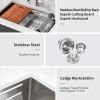 33-inch Undermount Single Bowl Workstation Stainless Steel Kitchen Sink built-in Two-Ledge