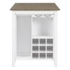 TREXM 5-Piece Multi-Functional Rubber Wood Counter Height Dining Set with Padded Chairs and Integrated 9 Bar Wine Compartment