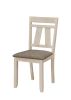 5pc Cottage Style Extendable Dining Table Set Chalk Gray Tow Tone Finish Upholstered Chair Dining Room Wooden Furniture Two Self-Storing Refectory Lea