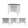 Ralston 7-Shelf 4-Door 2-piece Kitchen Set, Kitchen Island and Pantry Cabinet White and Walnut